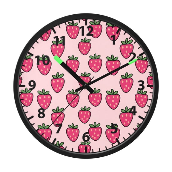 Strawberry Wall Clock 12 Inch Voice Activated Night Light Silent Non Ticking