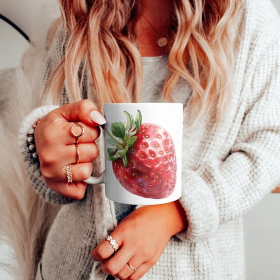 Strawberry Watercolor Coffee Mug, Coffee Cup, Strawberry Cup, Cute Mug, Mug Gift Idea, Gift Idea, Strawberry gift, Funny Mug,.