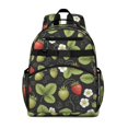 thumbnail image 1 of Strawberry and Blossom Black Pattern Cute School Backpack Bag for School with Padded Back and Adjustable Shoulder Straps 15.25"x11.5"x5.25", 1 of 5