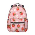 thumbnail image 1 of Strawberry and Blossom Pink Pattern Backpack for School, Cute School Bag with Adjustable Shoulder Straps and Padded Back, 15.3"x11"x7.1", 1 of 5