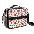 thumbnail image 1 of Strawberry and Dot White Pattern Insulated Lunch Bag with Shoulder Strap and Bottle Holder,Bento School Lunch Bag Box,11x9.5x3.5 Inches, 1 of 5
