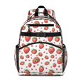 thumbnail image 1 of Strawberry and Heart White Pattern Cute School Backpack Bag for School with Padded Back and Adjustable Shoulder Straps 15.25"x11.5"x5.25", 1 of 5
