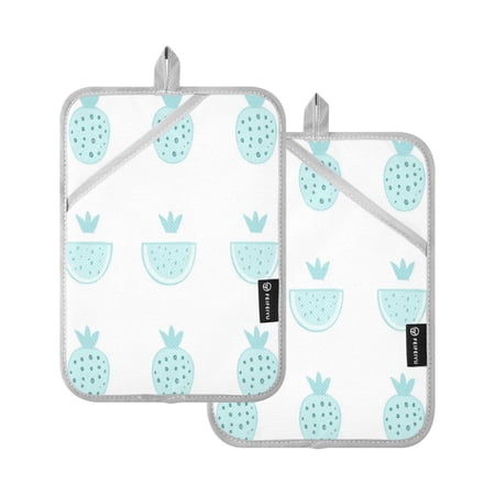 Strawberry and Pineapple Pattern 7x9.8in Pot Holder Set Heat-Resistant Oven Hot Pads Durable with Storage Loop
