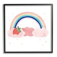 thumbnail image 1 of Strawberry and Rainbow Pink Cloud Polka Dots Art for Kids Framed Art Print Wall Art, 17x17, 1 of 7
