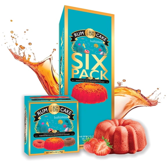 Strawberry rum cake 4 oz six pack