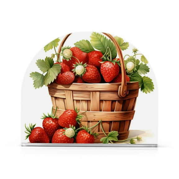 Strawberry with Leaves Acrylic Napkin Holder Clear Paper Tissue Dispenser Kitchen Dining Room Bathroom Party Hotel