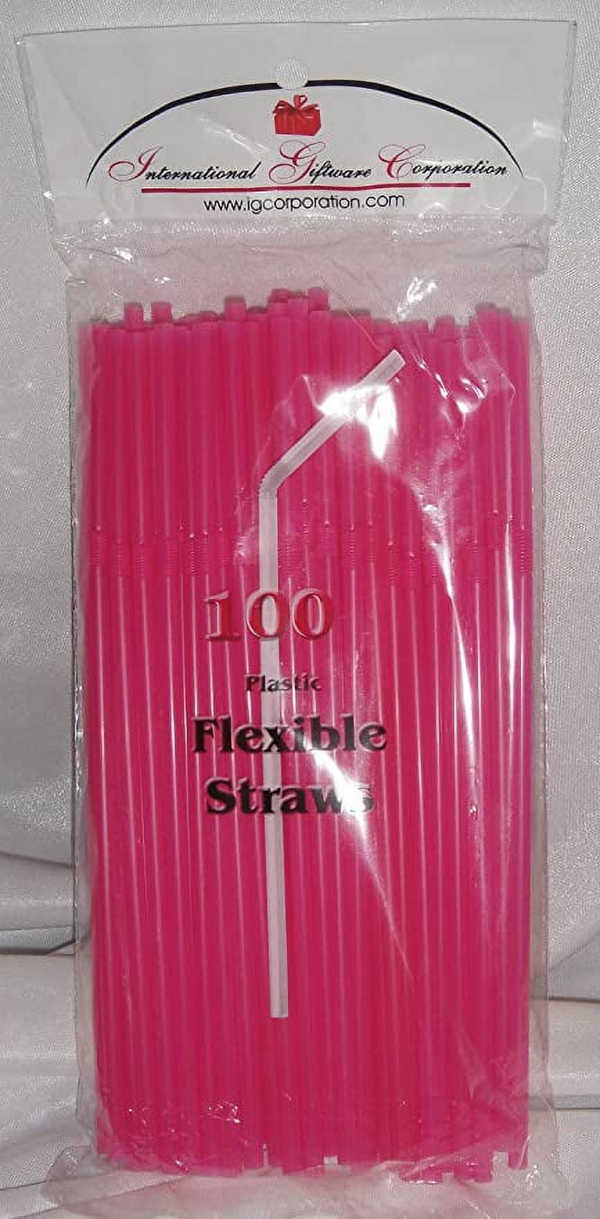 Straws 100 Hot Pink Flex / Flexible Drinking Straws Luau Wedding