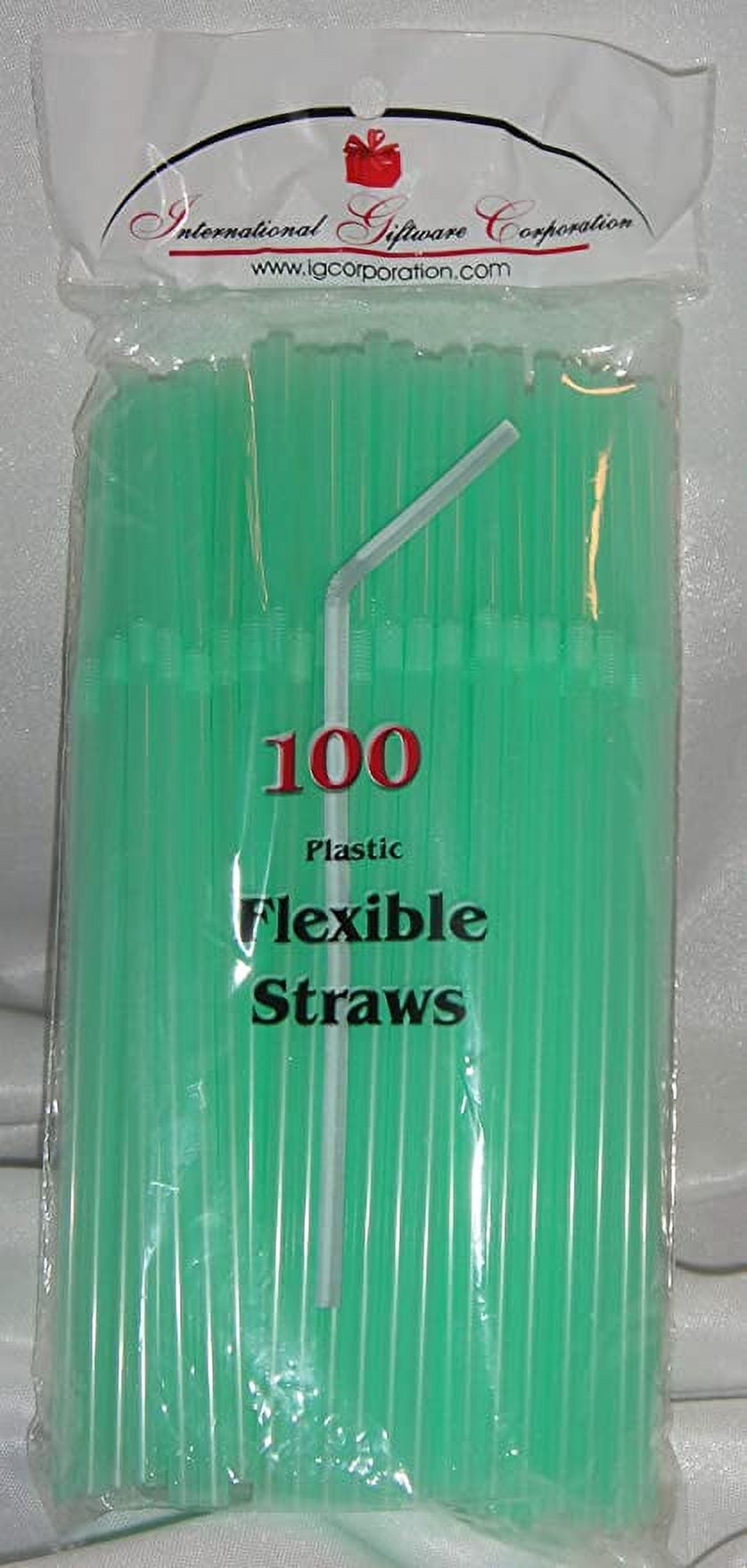 Straws 100 Pale Green Flex / Flexible Drinking Straws Luau