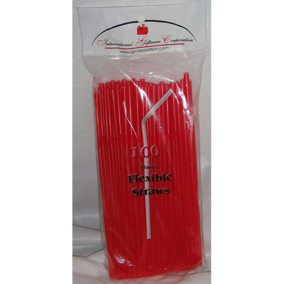 Straws - 100 Red Flex / Flexible Drinking Straws - Luau - Wedding Reception - Party Supplies - Flexible Bendy Straws