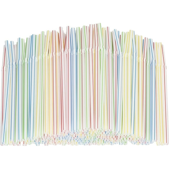 Straws 300 PCS Drinking Straw Flexible Reusable strawsfor Kids and Adults Bendable Drinking Straws Multi Colored Striped Bendable Straws Flexible Straws