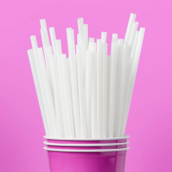 Straws - 50ct/1.69oz: PLA Material, 8" Length, Solid Pattern