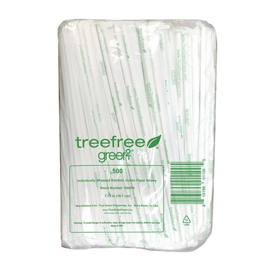 - Straws Bamboo Paper Jmbo - Case of 12 - 500 CT