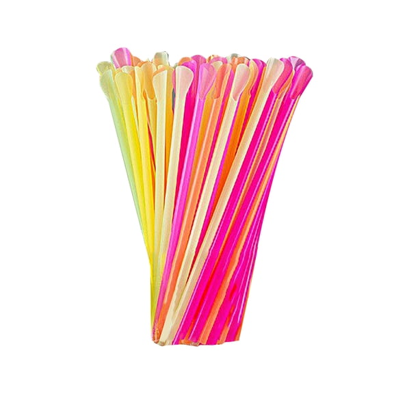 Straws Clearance! 100pc Disposable Straws With Spoon Colored Straws, Smoothie Straws Disposable Reusable, Straws Smoothie Straws, Milkshake Straws, Extra Wide Extra Long
