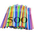 thumbnail image 1 of Straws Clearance! Colorful Shaped Long Disposable Straws 100pcs, Flexible Party Disposable Plastic Drinking Straws - Assorted Colors 500PCS, 1 of 6
