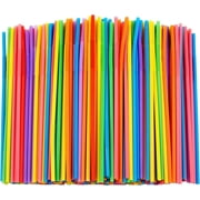 Straws Drinking Plastic 100 Pcs Colorful Flexible Plastic Straws, Long Drinking Straws BPA-Free Disposable Bendy Straws, 10.2" Long and 0.23 Diameter