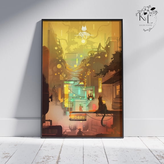 Stray Cat Adventure Game Wall Art Poster Fantasy Game Decor 8x12 UNFRAMED