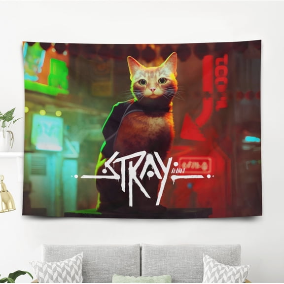 Stray Cat Game Tapestry Wall Decor for Bedroom Dorm Wall Hanging Birthday Gift