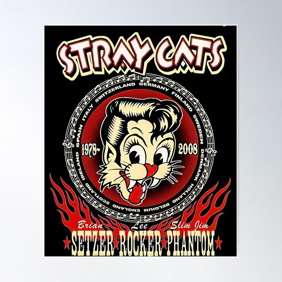 Stray Cats Poster Wall Art, Modern Wall Decor For Living Room Bedroom, 8x12 UNFRAMED