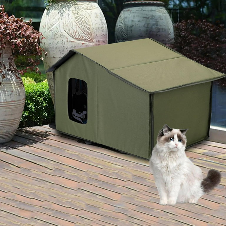 Waterproof Outdoor Cat House, Collapsible Shelter for Stray