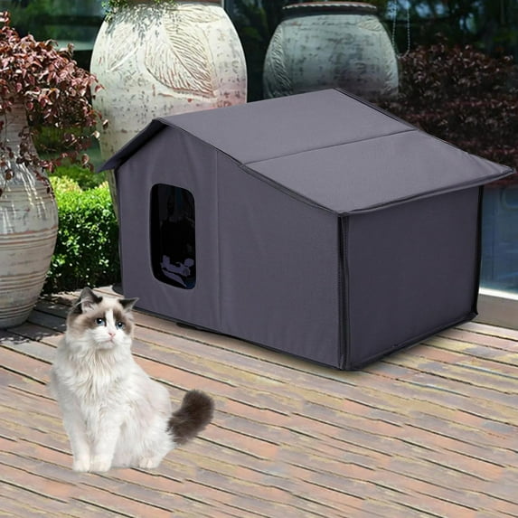 Stray Cats Shelter, Outdoor Cat House Weatherproof,Collapsible Outside Feral Cats House Winter,Animal Tent Tent Bed Anti-Slip Kitten Cave for Feral Cats Dog Puppy