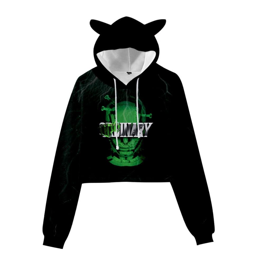 Striped Cat Ear Hoodie / Layered-Style Design Shirt ASG0076