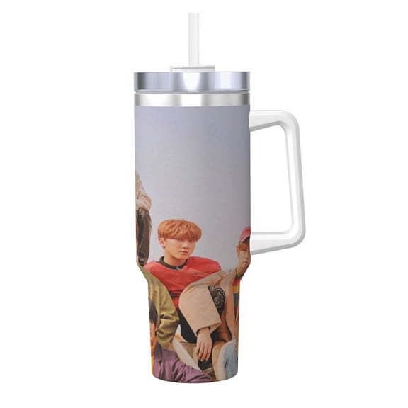 Stray Kids 40 oz Tumbler With Handle and Straw, Stainless Steel Vacuum Travel Mug, Double Wall Vacuum Insulated Tumbler With Lid, Water Bottle for Gifts Party Office Coffee