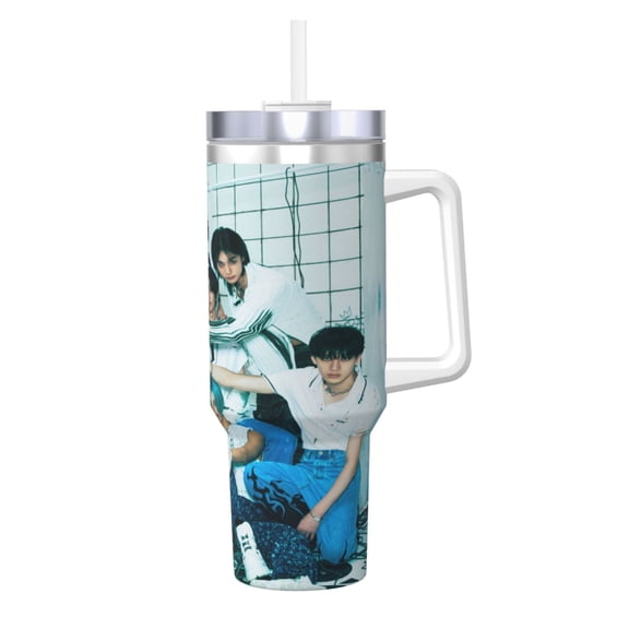 Stray Kids 40 oz Tumbler With Handle and Straw, Stainless Steel Vacuum Travel Mug, Double Wall Vacuum Insulated Tumbler With Lid, Water Bottle for Gifts Party Office Coffee