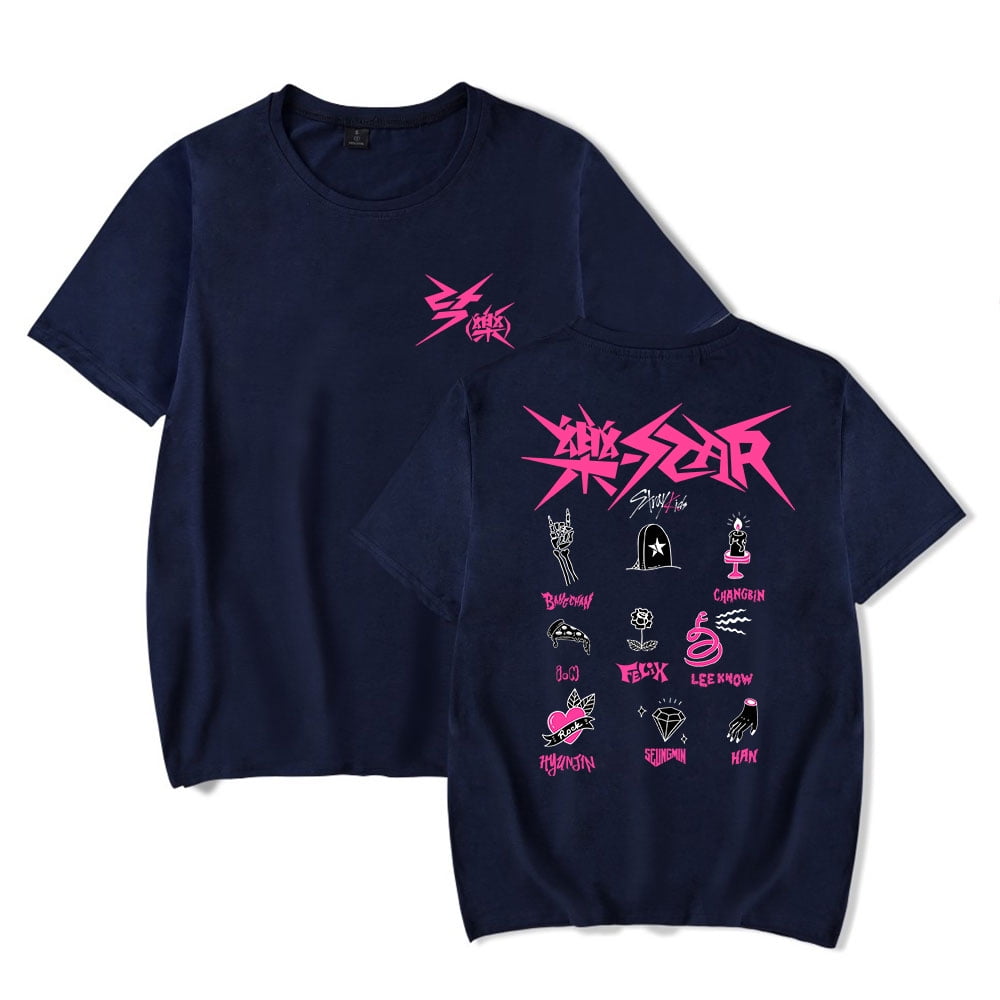 ★AWESOMEUS★ A STRAY PUPPY Cropped Short Sleeve T-Shirt 5CO Stray Kids 5-Star Album T-Shirt Cosplay Tee Merch Summer For