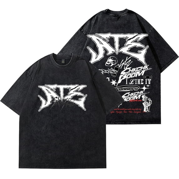 Stray Kids Ate Tracklist Vintage Wash Tee SKZ Cotton T-Shirts Unisex Fashion Kpop Short Sleeve Top