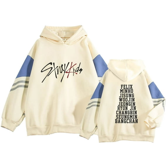 Stray Kids Bangchan Felix Hyunjin Kpop Merch Hoodie - Unisex Cosplay Long Sleeve Streetwear Sweatshirt,XL,Beige