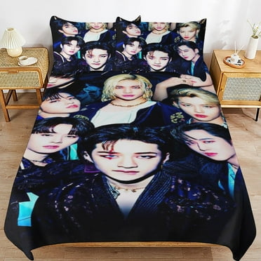Stray Kids Bedding Set Duvet Cover Comfortable and Lightweight Cartoon Bedding 3 Piece Bed Set Twin(1 Duvet Cover and 2 Pillowcase) 86"×70"