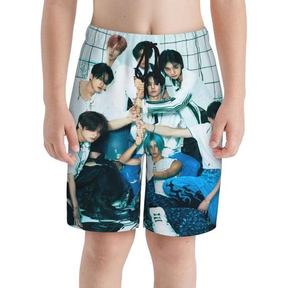 Stray Kids Boys Swim Trunks Quick Dry Swimwear Surfing Bathing Suit Drawstring Elastic Waist With Mesh Lining