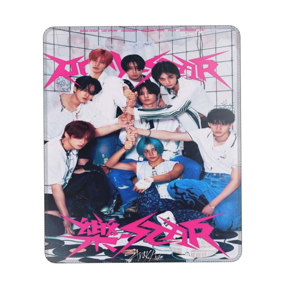 Stray Kids Desk Mat, Gaming Mouse Pad Mat with Non-Slip Base Stitched Edges Mousepad for Computer, Office, and Laptop 10 x 12 inch