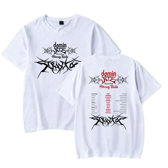 Stray Kids Domiate World Tour T-Shirt Merch Summer For Women/Men Unisex O-neck Short Sleeve Tshirt Fashion Streetwear