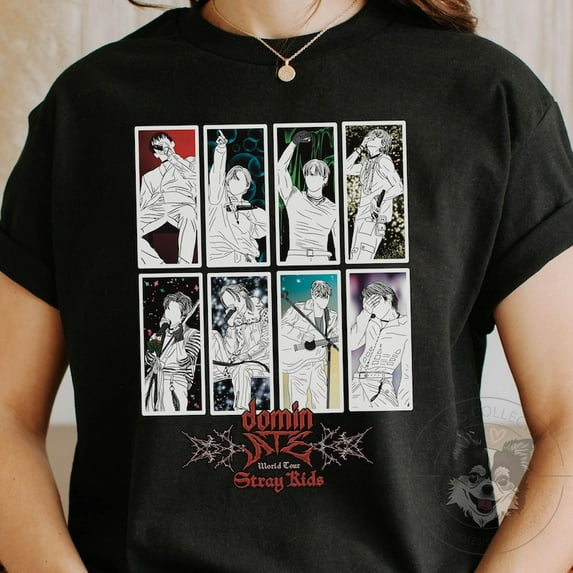 Stray Kids Dominate Tour Shirt, SKZ OT8, SKZ shirt, Railway, Youth, Ultra, So Good, Hold My Hand, Unfair, As We Are, Hallucination, STAY ,Black Color,Size L