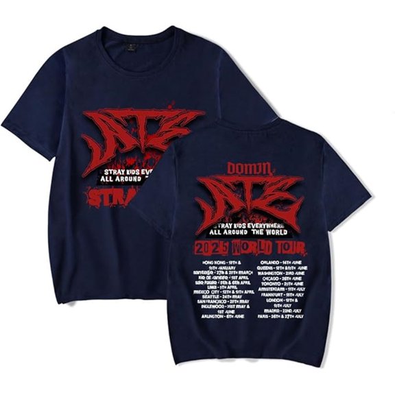 Stray Kids Dominate World Tour Merch T-shirt Unisex Casual Fashion Short Sleeve Top