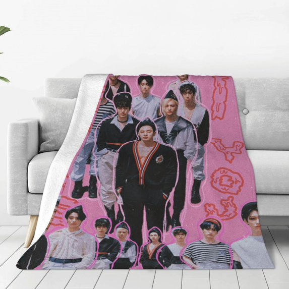 Stray Kids Fleece Throw Blankets, Super Soft Flannel Cozy Blankets for Adults, Washable Lightweight Blanket for Couch Sofa Bed Office, Warm Plush Blankets for All Season