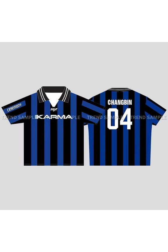 Stray Kids "KARMA" Retro Jersey Tee - K-Pop Fan Merch, 100% Polyester Soccer Style Shirt w/ Member Names & Numbers, Unisex S-XXL Gift for Teens