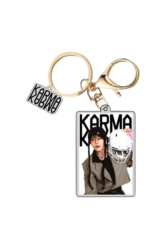 Stray Kids Kpop Idol Karma Lettering Keychain with Stylish Figure Design Durable Metal Key Ring for Everyday Use