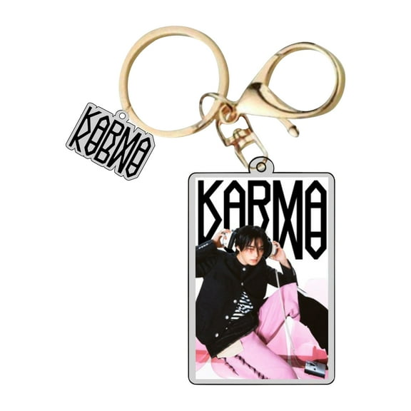 Stray Kids Kpop Idol Karma Lettering Keychain with Stylish Figure Design Durable Metal Key Ring for Everyday Use