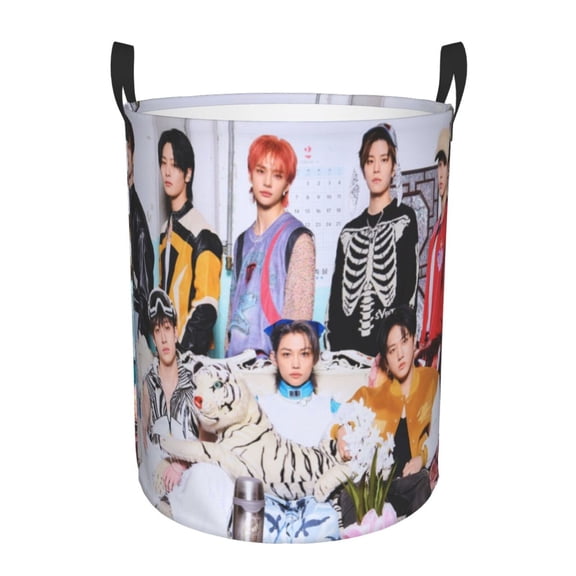 Stray Kids Large Laundry Basket With Handle, Collapsible Laundry Hamper, Dirty Clothes Storage Basket For Living Room, Bathroom, Bedroom, College Dorm