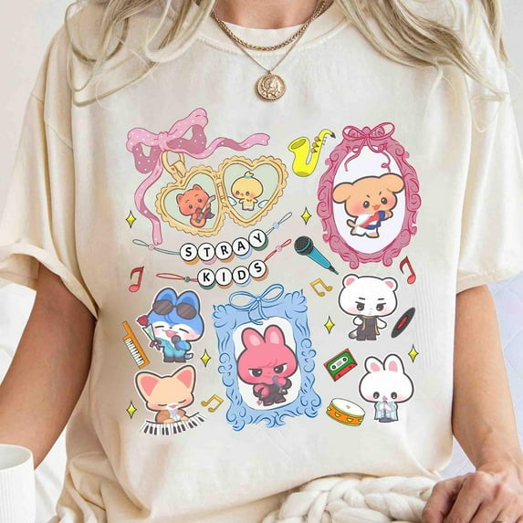 Stray Kids Member Group Shirt, Skzoo Characters Shirt, Stray Kids dominate Skzoo World Tour 2025 Shirt,Sand Color,Size 3XL