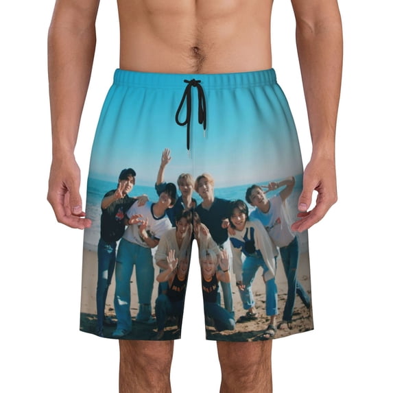 Stray Kids Men's Swim Trunks Quick Dry Beach Board Shorts with Pockets Mesh Lining Bathing Suits