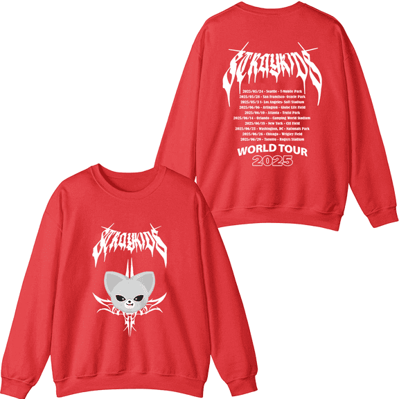 Stray Kids Merch 2025 World Tour I.N Crewneck Sweatshirt Fashion Unisex Men Women Long Sleeve