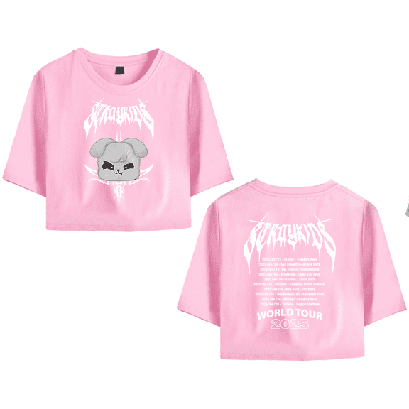 Stray Kids Merch 2025 World Tour Seung Min Crop Top Midriff-Baring T-shirt Women Girl Short Sleeve