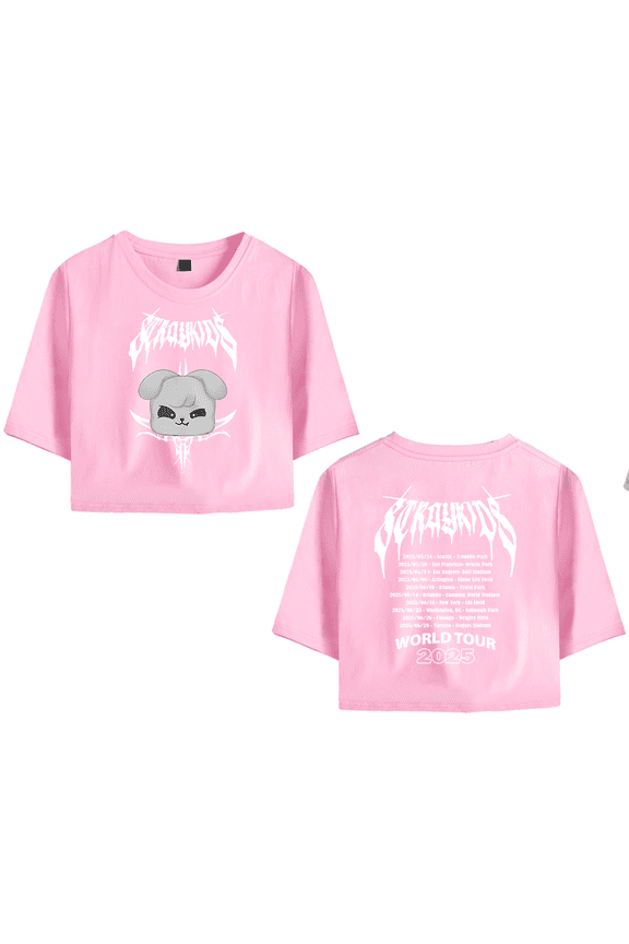 Stray Kids Merch 2025 World Tour Seung Min Crop Top Midriff-Baring T-shirt Women Girl Short Sleeve