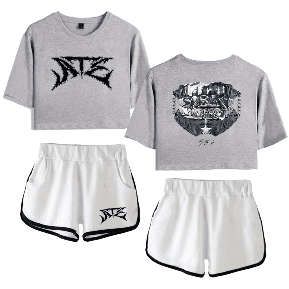 Stray Kids Merch ATE Album Cover Logo Crop Top T-shirt Suits