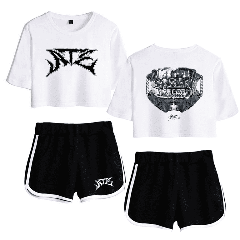 Stray Kids Merch ATE Album Cover Logo Crop Top T-shirt Suits