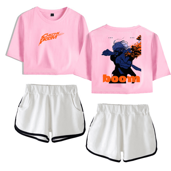 Stray Kids Merch Chk Chk Boom Felix Cover Crop Top T-shirt Suits T Shirt Women Girls Short Sleeve Tees