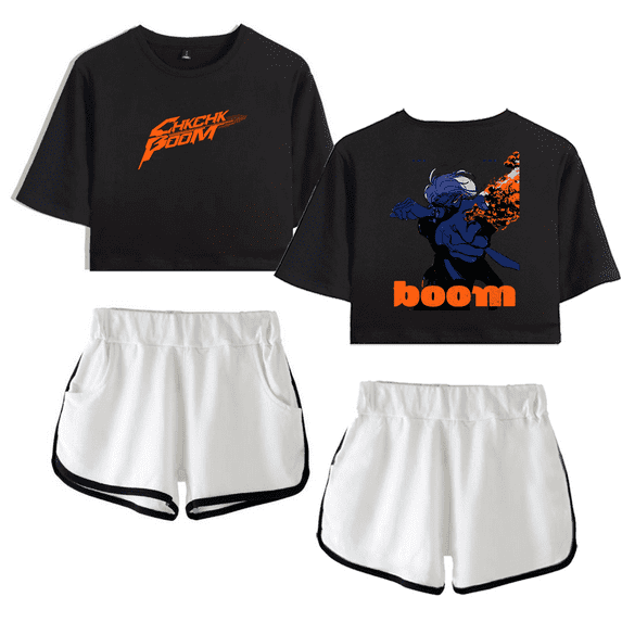 Stray Kids Merch Chk Chk Boom Felix Cover Crop Top T-shirt Suits T Shirt Women Girls Short Sleeve Tees